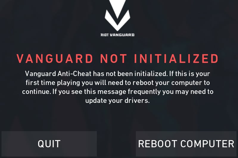 Vanguard Not Initialized