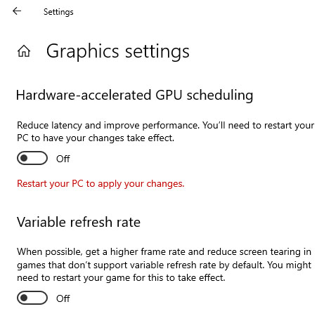 GPU scheduling off