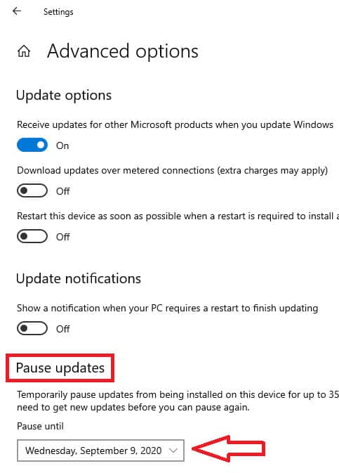 Pause updates