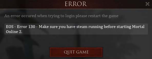Mortal Online 2 How to fix EOS Error 130