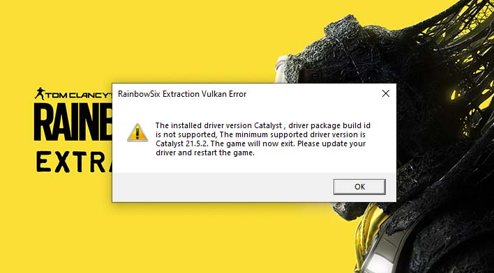 Rainbow Six Extraction Vulkan Error: Driver is Not Supported