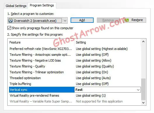 Overwatch 2 Fast vertical sync