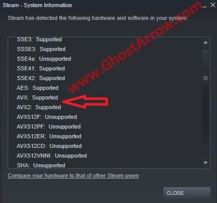 Steam AVX AVX2