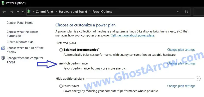 High performance power plan