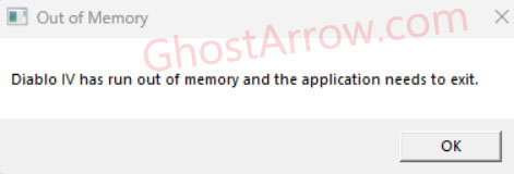 Diablo 4 Out of Memory Error