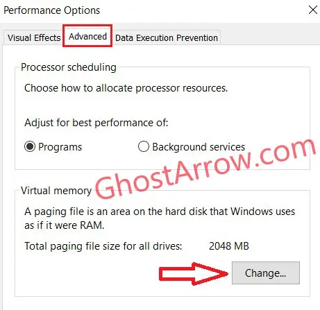 Change Virtual memory