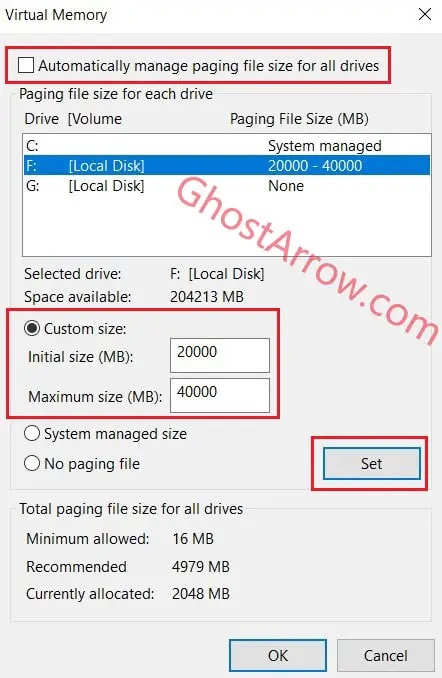 Set Virtual Memory