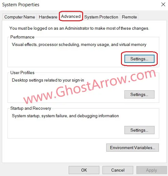 virtual memory - system properties, settings