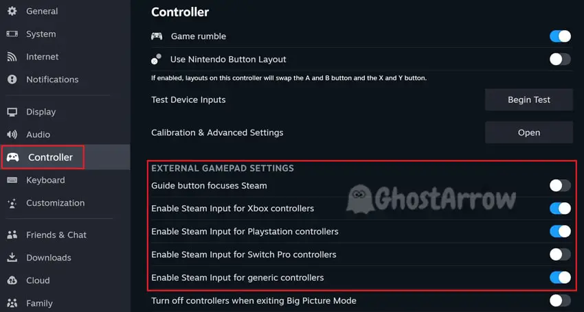 Steam Big Picture Mode Controller Settings