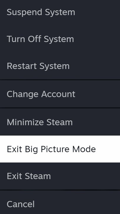Steam Exit Big Picture Mode
