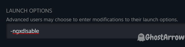 Steam launch options -ngxdisable