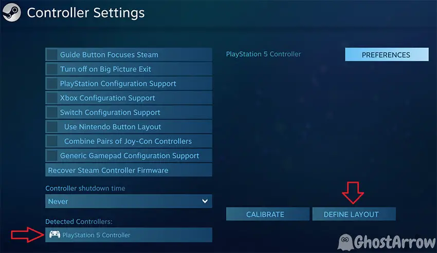 Steam Detected Controller - Define Layout