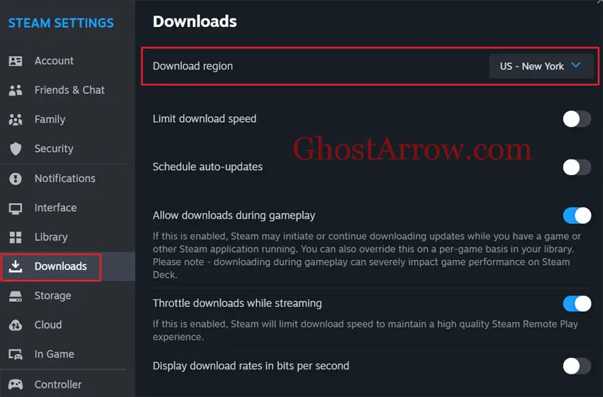 Change Your Steam Download Region