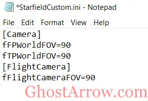 Change FOV in Starfield - StarfieldCustom.ini